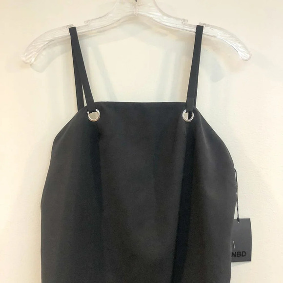 NEW NBD Black Grommet Sleeveless Mini Going Out Classic Dress Square Neckline XS - Picture 3 of 9